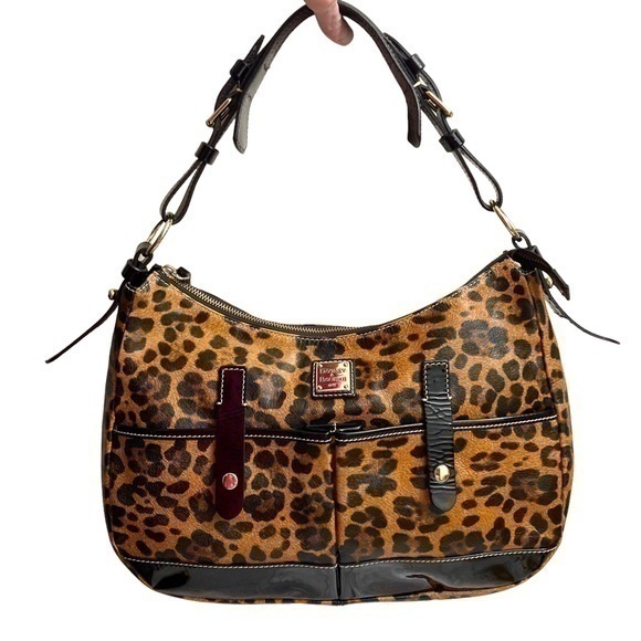 Dooney & Bourke cheeta leopard print black brown hobo bag